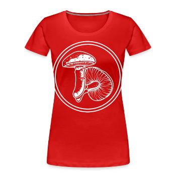 Icône Champignons - T-shirt bio Premium Femme - rouge - Devant - Mia (176cm)
