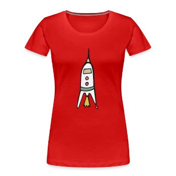 Space Rocket Start - Frauen Premium Bio T-Shirt - Rot - Vorne - Mia (176cm)