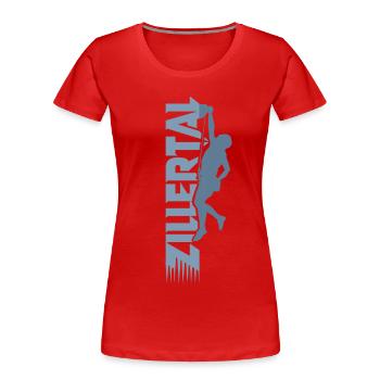 climb escalade Zillertal sport climbing - T-shirt bio Premium Femme - rouge - Devant - Mia (176cm)