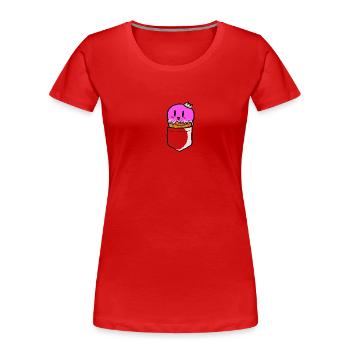 Eis Taschen Brusttasche Pocket Shirt Eiscreme - Frauen Premium Bio T-Shirt - Rot - Vorne - Mia (176cm)