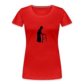 Grand-mère avec canne bâton de marche aller Bock - T-shirt bio Premium Femme - rouge - Devant - Mia (176cm)