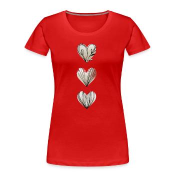Trois cœurs de ligne - T-shirt bio Premium Femme - rouge - Devant - Mia (176cm)