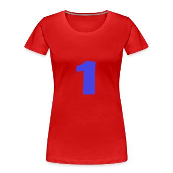 1. 1 AN. 1er ANNIVERSAIRE. ANNIVERSAIRE 1 AN - T-shirt bio Premium Femme - rouge - Devant - Mia (176cm)