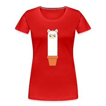 Alpaka im Blumentopf - Frauen Premium Bio T-Shirt - Rot - Vorne - Mia (176cm)