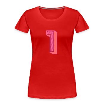 1. 1 AN. 1er ANNIVERSAIRE. ANNIVERSAIRE 1 AN - T-shirt bio Premium Femme - rouge - Devant - Mia (176cm)