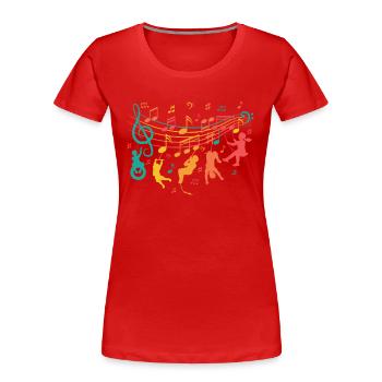 Music uses sheet music - music lovers - Women's Premium Organic T-Shirt - red - Front - Mia (176cm)