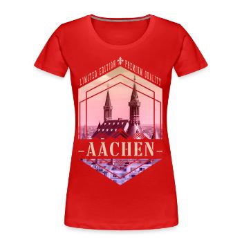 Aachen Deutschland Stadt Skyline Heimat Liebe - Frauen Premium Bio T-Shirt - Rot - Vorne - Mia (176cm)
