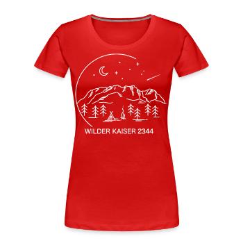 Wilder Kaiser Kaiserkrone Kitzbühel Berg Wandern - Frauen Premium Bio T-Shirt - Rot - Vorne - Mia (176cm)
