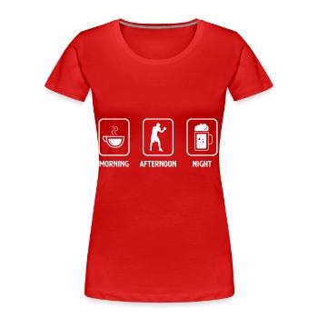 Morgens Nachmittags Nacht und Boxen - (2) - Frauen Premium Bio T-Shirt - Rot - Vorne - Mia (176cm)