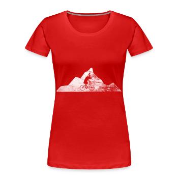 Mountain - Cycling - (7) - Women's Premium Organic T-Shirt - red - Front - Mia (176cm)