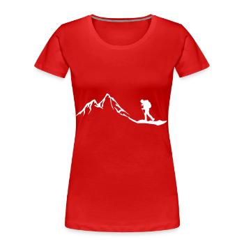 Montagne - Randonneurs - (12) - T-shirt bio Premium Femme - rouge - Devant - Mia (176cm)
