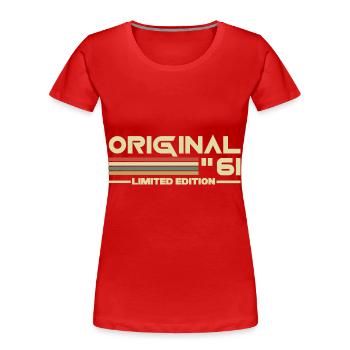 1961 - Frauen Premium Bio T-Shirt - Rot - Vorne - Mia (176cm)