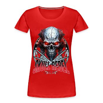 Skull Skull Skeleton Motorcycle Biker Gang - Women's Premium Organic T-Shirt - red - Front - Mia (176cm)