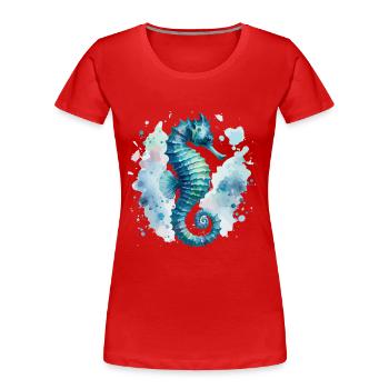 Seepferdchen Meer Meeresbewohner Urlaub Strand Fun - Frauen Premium Bio T-Shirt - Rot - Vorne - Mia (176cm)