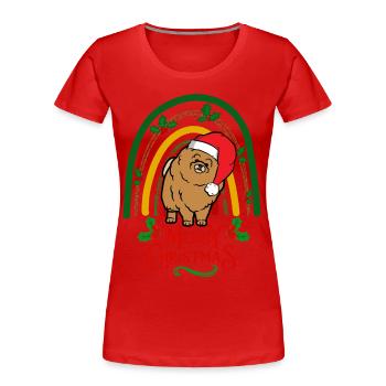 Noël Nain Spitz Lovers Kawaii - T-shirt bio Premium Femme - rouge - Devant - Mia (176cm)