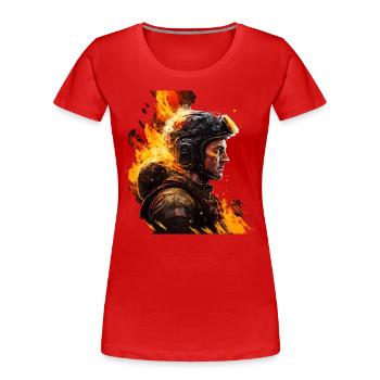 Firefighter - show your support - Women's Premium Organic T-Shirt - red - Front - Mia (176cm)