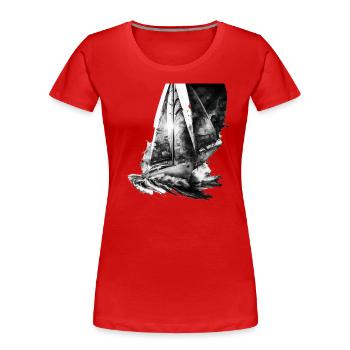 The fight against wind and waves, sailboat - Women's Premium Organic T-Shirt - red - Front - Mia (176cm)