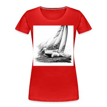 The fight against wind and waves, sailboat - Women's Premium Organic T-Shirt - red - Front - Mia (176cm)