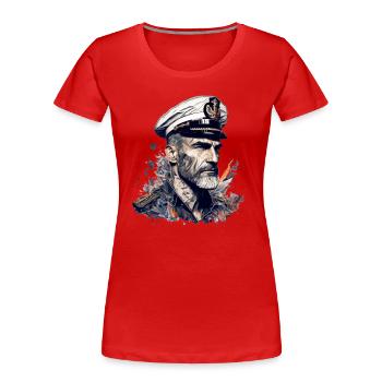 The captain and his sailing ship, sailor - Women's Premium Organic T-Shirt - red - Front - Mia (176cm)