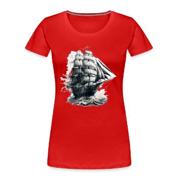 Sailing ship on the high seas: freedom and adventure - Women's Premium Organic T-Shirt - red - Front - Mia (176cm)