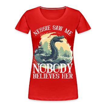Nessie Loch Ness Monster Monster Scotland - Women's Premium Organic T-Shirt - red - Front - Mia (176cm)