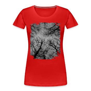 Forêt sombre, Bois sombres, Amoureux de la nature - T-shirt bio Premium Femme - rouge - Devant - Mia (176cm)