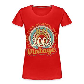 Vintage Flourish Geburtstagsgeschenk Mai 2003 - Frauen Premium Bio T-Shirt - Rot - Vorne - Mia (176cm)