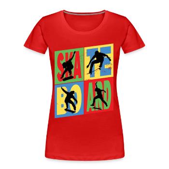 Skateboarding Skate Skater Skateboard Sk8 Vintage - Frauen Premium Bio T-Shirt - Rot - Vorne - Mia (176cm)