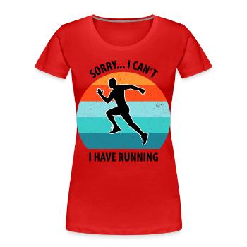 Floorball, Floorball, Hockey sur gazon, Hockey en salle - T-shirt bio Premium Femme - rouge - Devant - Mia (176cm)