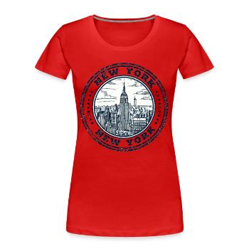 New York City Skyline USA - Frauen Premium Bio T-Shirt - Rot - Vorne - Mia (176cm)