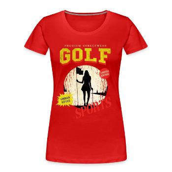 Golf Golfen Golfspielerin Sport Hobby Club Vintage - Frauen Premium Bio T-Shirt - Rot - Vorne - Mia (176cm)