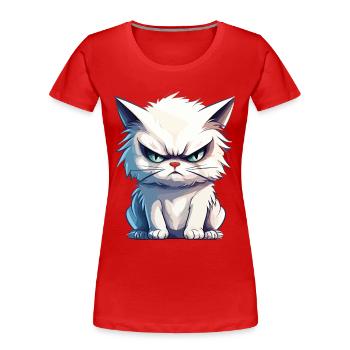 cat grumpy grumpy grumpy meow funny - Women's Premium Organic T-Shirt - red - Front - Mia (176cm)