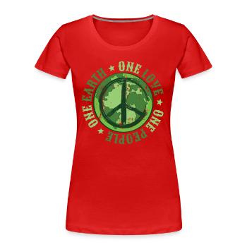 Un seul amour, un seul peuple, une seule terre, sauve le monde. - T-shirt bio Premium Femme - rouge - Devant - Mia (176cm)
