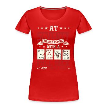 Mit siebzig Spielen, 70. Geburtstag - Frauen Premium Bio T-Shirt - Rot - Vorne - Mia (176cm)