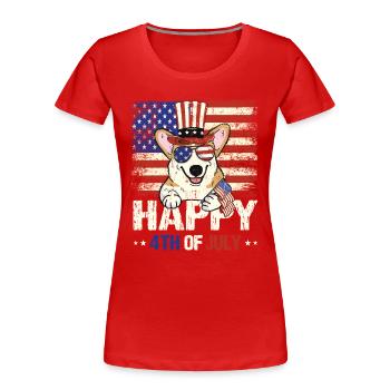 Happy 4th Of July Corgi - Women's Premium Organic T-Shirt - red - Front - Mia (176cm)