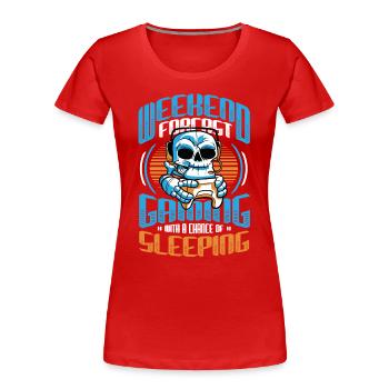Jeu de prédiction de week-end avec une chance. - T-shirt bio Premium Femme - rouge - Devant - Mia (176cm)