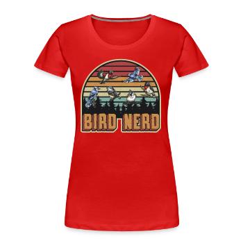 Vogelbeobachtung Nerd - Frauen Premium Bio T-Shirt - Rot - Vorne - Mia (176cm)