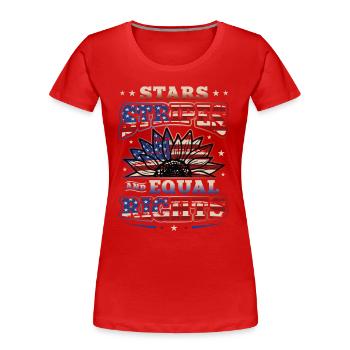 Stars Stripes et égalité - T-shirt bio Premium Femme - rouge - Devant - Mia (176cm)