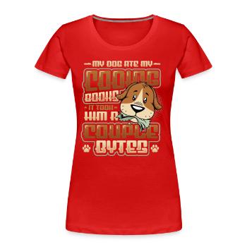 Dog Bytes Code Computer Joke Programming - Women's Premium Organic T-Shirt - red - Front - Mia (176cm)