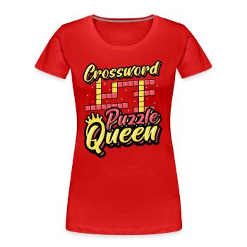 Mots croisés Reine - T-shirt bio Premium Femme - rouge - Devant - Mia (176cm)