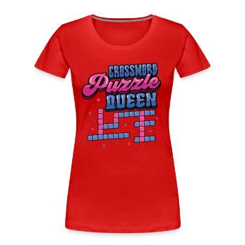 Mots croisés Reine - T-shirt bio Premium Femme - rouge - Devant - Mia (176cm)