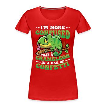 Plus confus qu’un caméléon. - T-shirt bio Premium Femme - rouge - Devant - Mia (176cm)