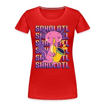 Saxolotl Axolotl Spielt Saxophon. - Frauen Premium Bio T-Shirt - Rot - Vorne - Mia (176cm)