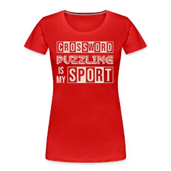 Les mots croisés sont mon sport - T-shirt bio Premium Femme - rouge - Devant - Mia (176cm)