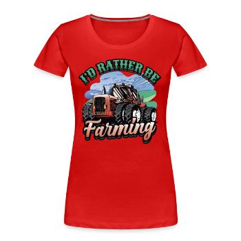 Je préférerais être agriculteur - T-shirt bio Premium Femme - rouge - Devant - Mia (176cm)