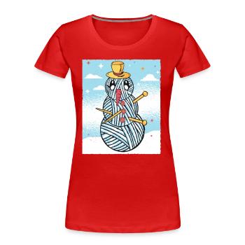 Garn Schneemann Nähen Stricken Häkeln - Frauen Premium Bio T-Shirt - Rot - Vorne - Mia (176cm)