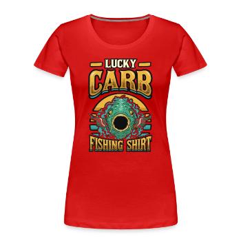 Angeln carbPêche chanceuse aux glucides - T-shirt bio Premium Femme - rouge - Devant - Mia (176cm)