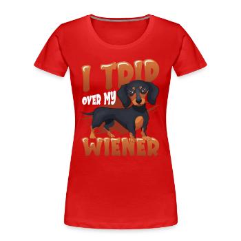 Je tombe sur mon chien viennois - T-shirt bio Premium Femme - rouge - Devant - Mia (176cm)