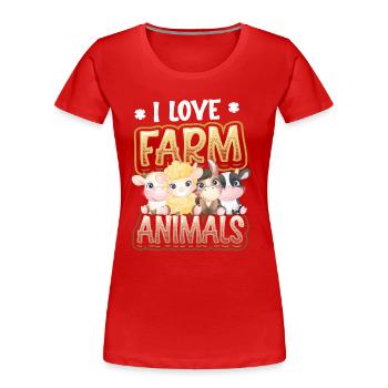 I love farm animals, children's farm - Women's Premium Organic T-Shirt - red - Front - Mia (176cm)