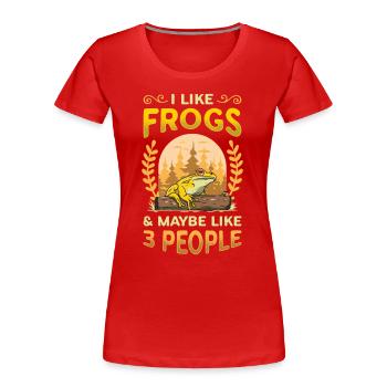 I like frogs and maybe 3 people - Women's Premium Organic T-Shirt - red - Front - Mia (176cm)